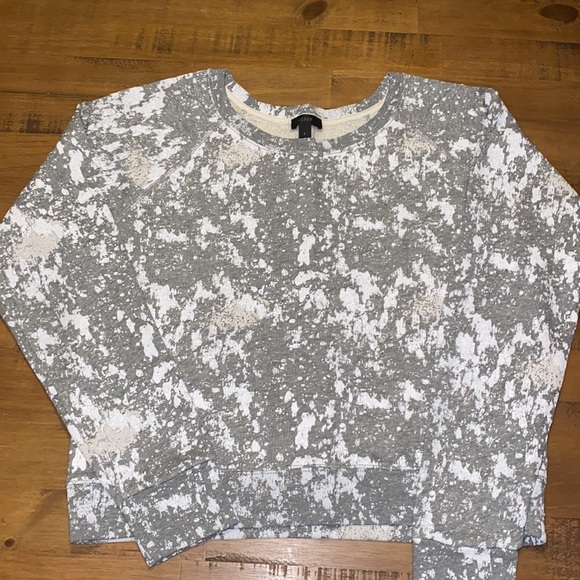 J Crew Grey Paint Splatter Crew Neck Pullover Sweater Sweatshirt Long - Picture 3 of 9